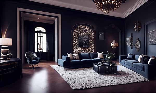 Un salon de couleur très sombre, une autre tendance déco.