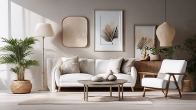 Un salon de couleur neutre