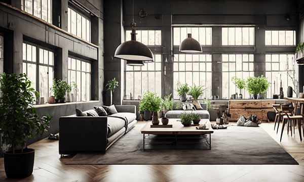Salon de style industriel