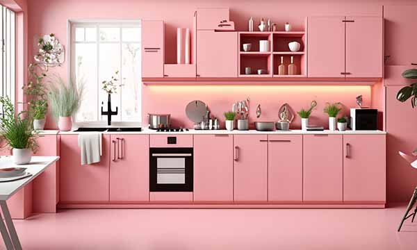 cuisine tendance rose pale