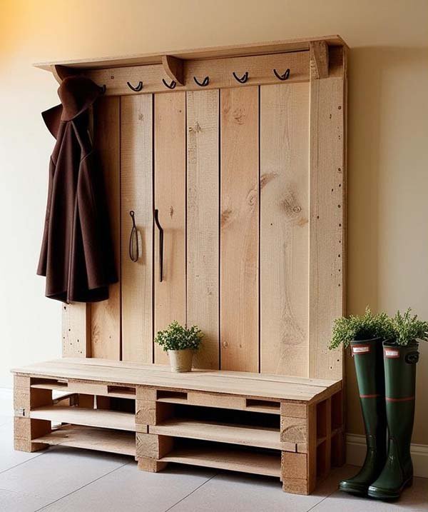 Meuble d'entrée en palette recyclées.