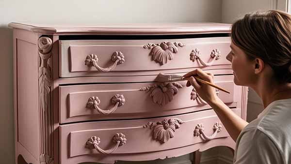 Une vieille commode vintage relookée et peinte en rose