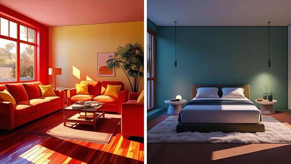 Couleurs chaudes contre couleurs froides.