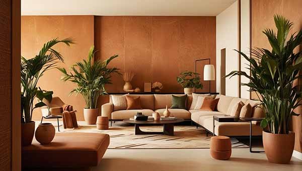 salon tendance mur argile