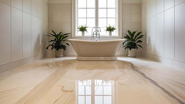 Salle de bain avec murs et sol effet marbre