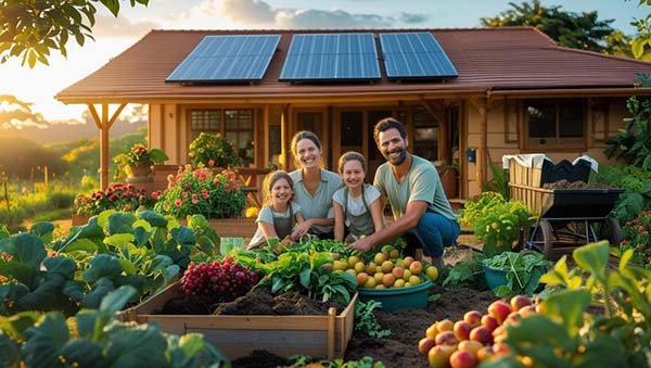 Une famille vivant dans une maison autonome