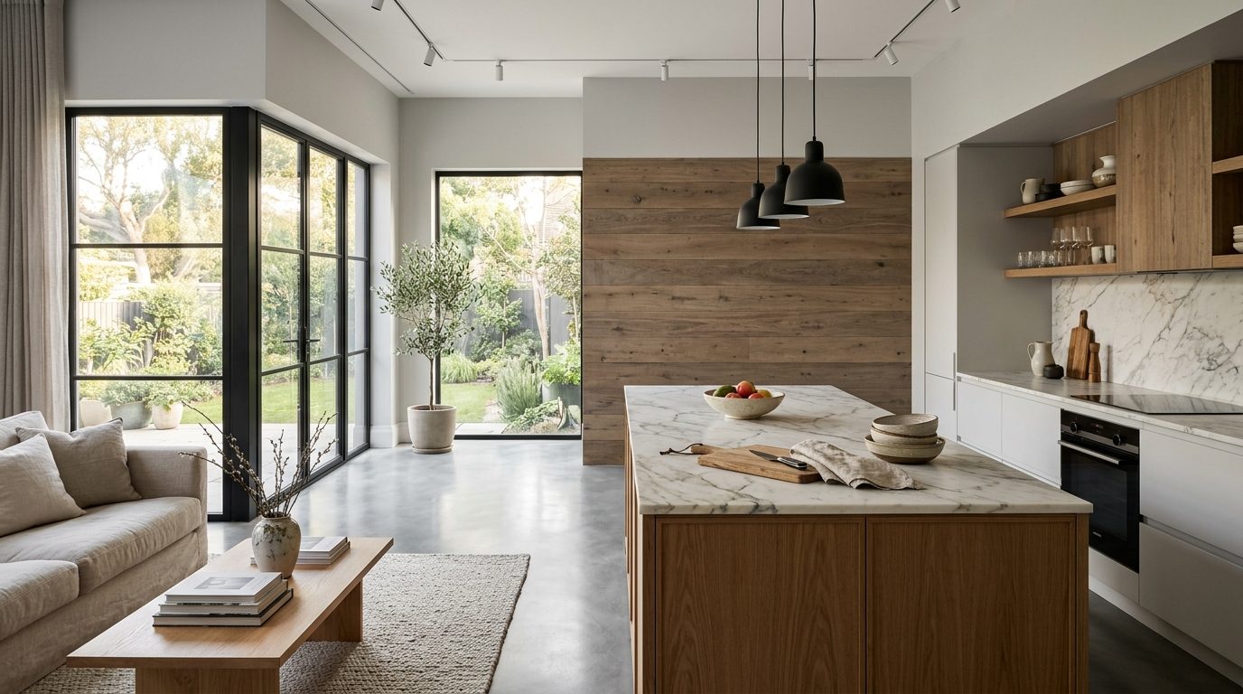 Revêtements imitation béton, bois vieilli et marbre : le guide pour sublimer son intérieur